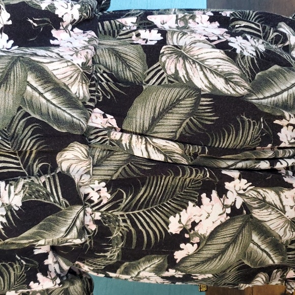 Tropical floral romper with tassles pink flower palm fronds and ferns - Picture 11 of 15